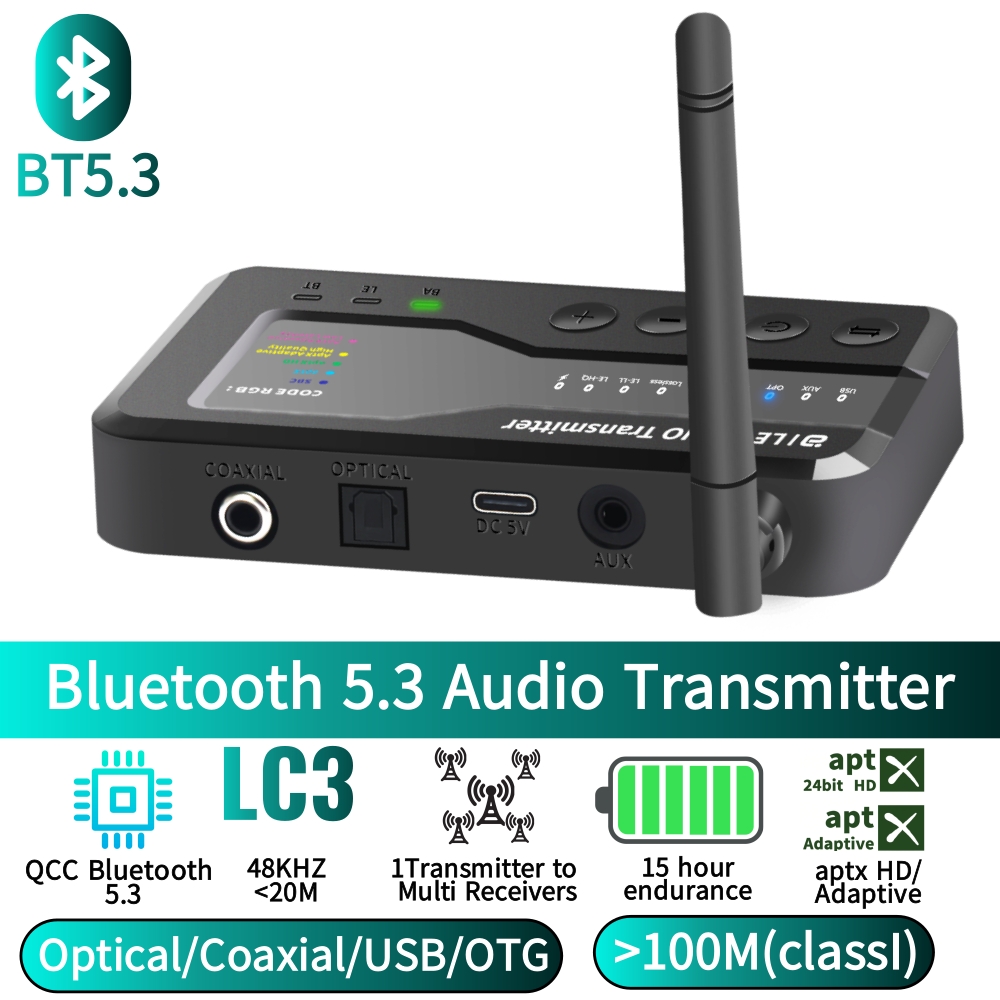 Bluetooth Adapter Receiver - Transmissor de Áudio Bluetooth 5.3, Distância